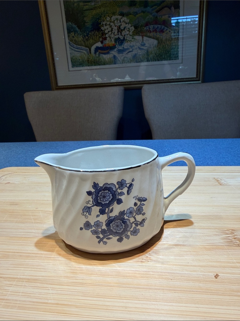 Classic Floral Ceramic Creamer Jug: Enoch Wedgwood Royal Blue Ironstone piece